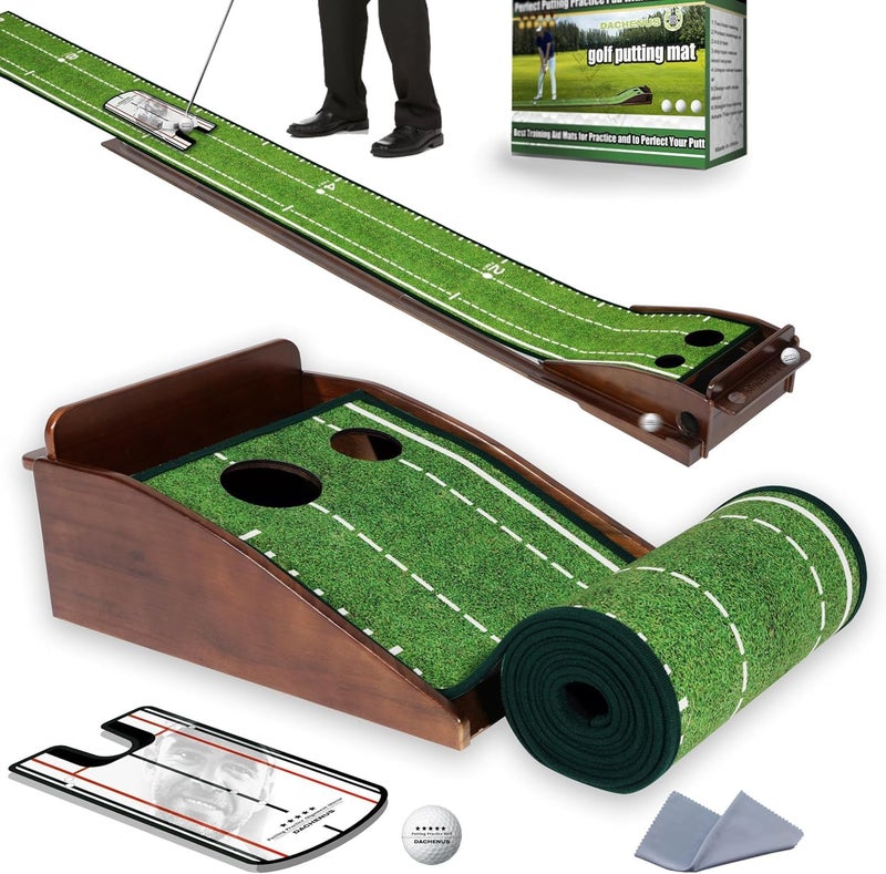 Dachenus Putting Green Indoor Mat Outdoor Golf Putting Mat with Automatic Ball Return - Ideal for Home, Office, and Outdoor Use - Image 1